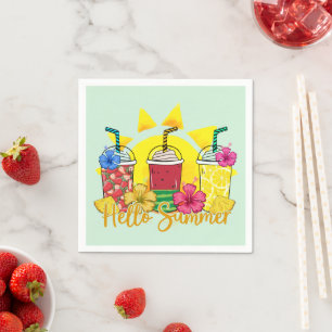 Hello Summer   Refreshing Tropical Fruit Smoothie Napkins