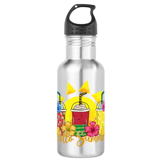 Hello Summer | Refreshing Tropical Fruit Smoothie Stainless Steel Water Bottle (Front)