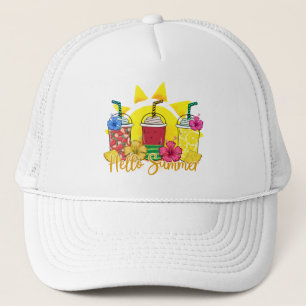 Hello Summer Refreshing Tropical Fruit Smoothie Trucker Hat