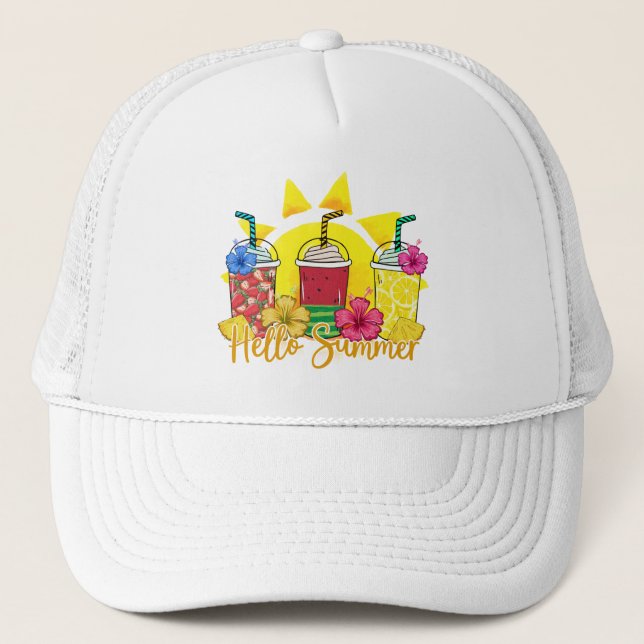 Hello Summer | Refreshing Tropical Fruit Smoothie Trucker Hat (Front)