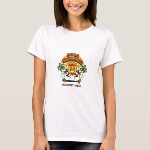 Hello Summer Retro Mascot T_Shirt