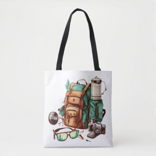 Hello Summer Retro Palm Tree Camping Graphic  Tote Bag