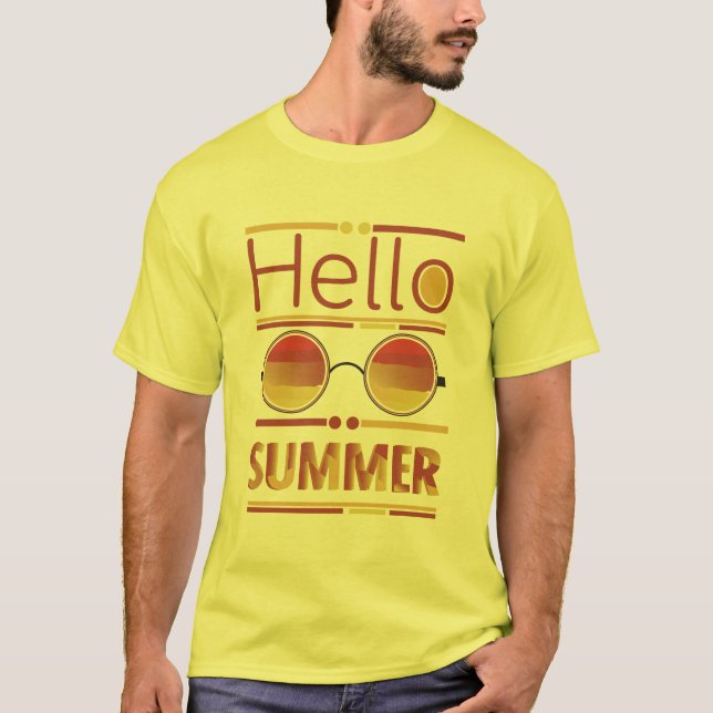 Hello Summer Retro Sunset Sunglasses Tee (Front)