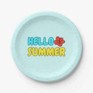 Hello Summer Round Paper Plate