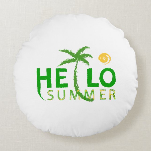 Hello Summer Round Pillow (Front)