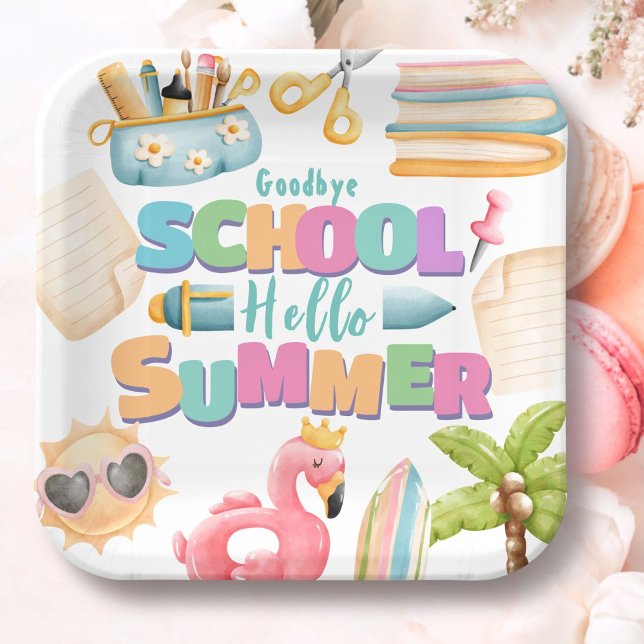 Hello Summer! School's Out Summer Pool Party Paper Plates (Creator Uploaded)