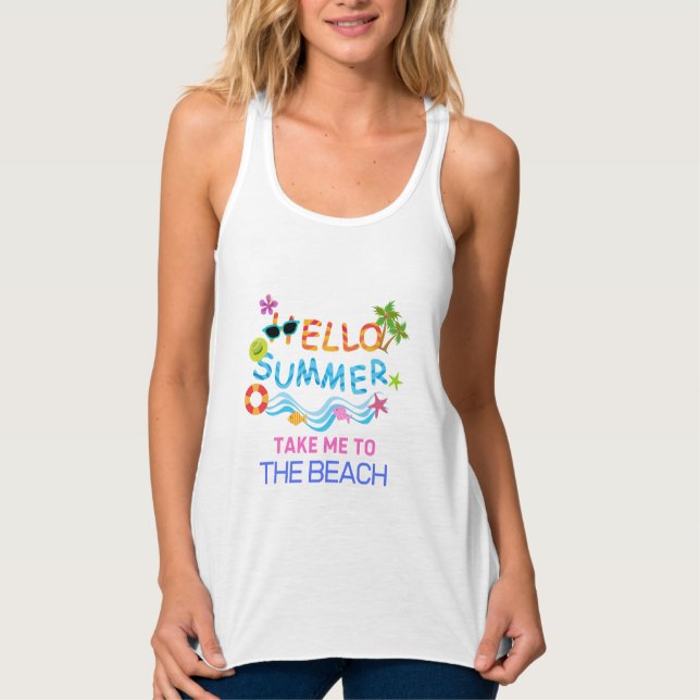 Hello Summer Sea Beach Party  Tank Top (Front)