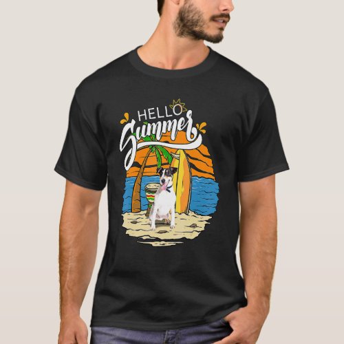 Hello Summer Smooth Fox Terrier Dog Holiday Vacati T_Shirt