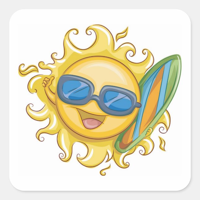 Hello Summer Square Sticker (Front)