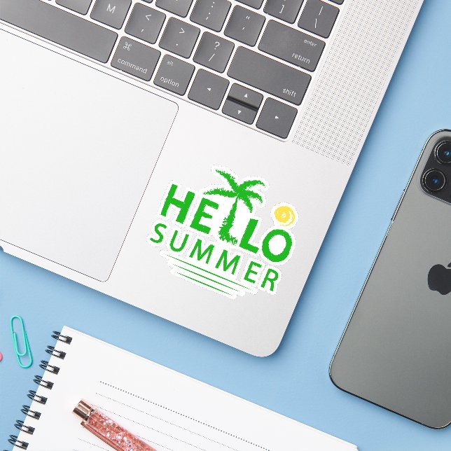 Hello Summer Sticker (Laptop w/ iPhone)