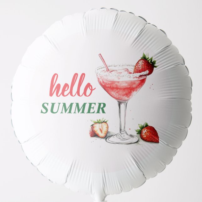 Hello Summer | Strawberry Cocktail Balloon (Front)