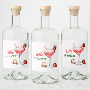 Hello Summer   Strawberry Cocktail Liquor Label