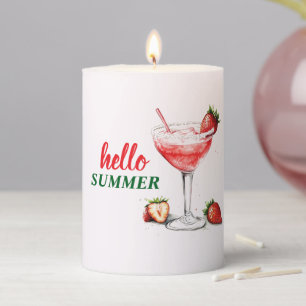 Hello Summer Strawberry Cocktail Pillar Candle