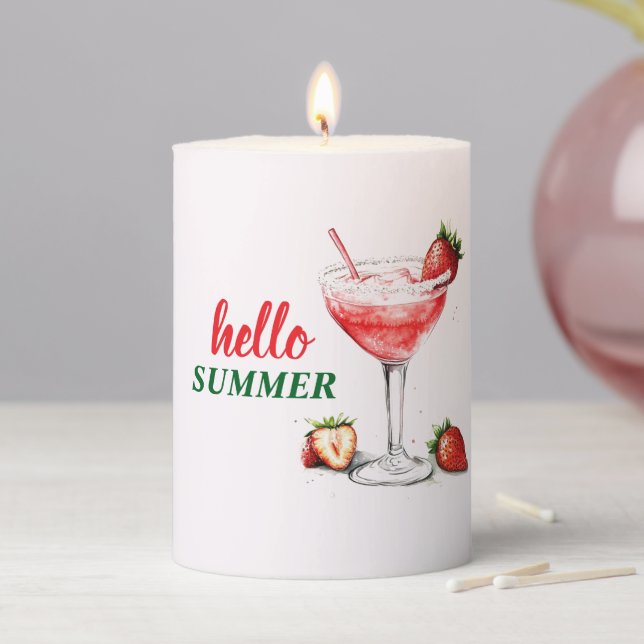 Hello Summer | Strawberry Cocktail Pillar Candle (In Situ)