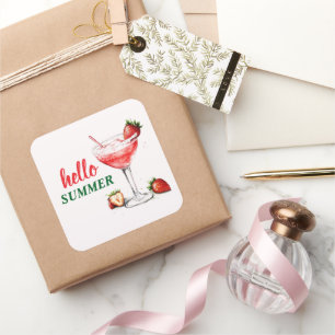 Hello Summer Strawberry Cocktail Sticker