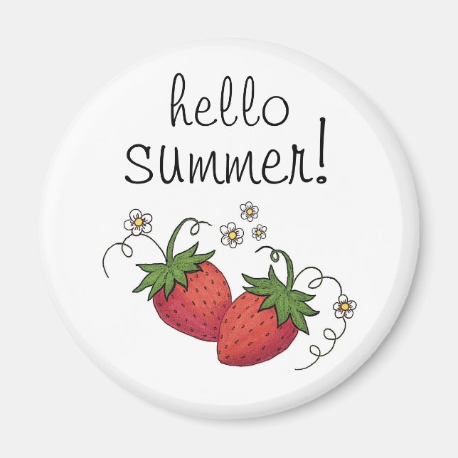 "Hello Summer" Strawberry magnet (Front)