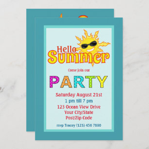 Hello Summer Sun Party Invitation