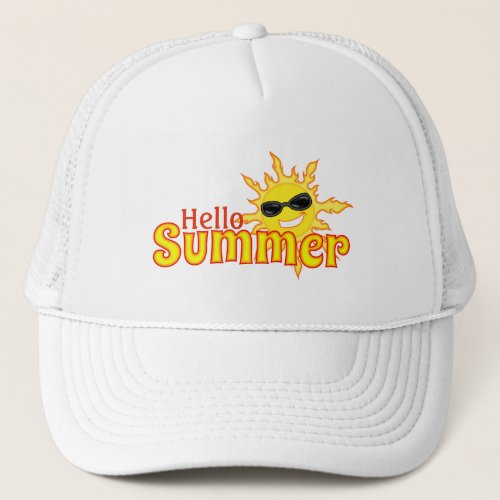 Hello summer Sun Wearing Shades Trucker Hat