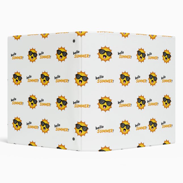 Hello Summer Sun with Sunglasses 3 Ring Binder (Background)