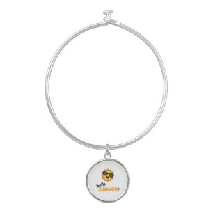 Hello Summer Sun with Sunglasses Bangle Bracelet
