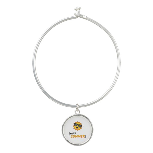 Hello Summer Sun with Sunglasses Bangle Bracelet (Front)