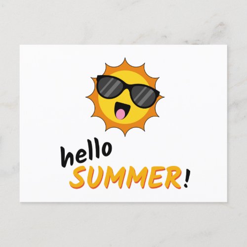 Hello Summer Sun with Sunglasses Holiday Postcard