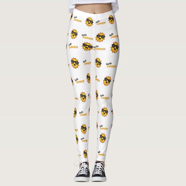 Hello Summer Sun with Sunglasses Leggings (Front)