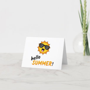 Hello Summer Sun with Sunglasses Letterpress Thank You Card