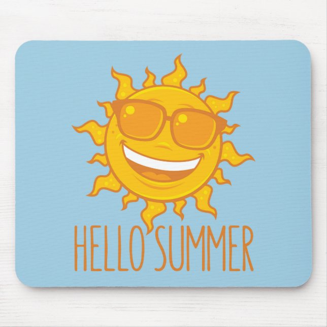 Hello Summer Sun With Sunglasses Mouse Pad (Front)