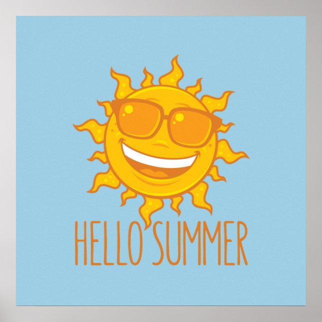 Hello Summer Sun With Sunglasses Poster (Front)