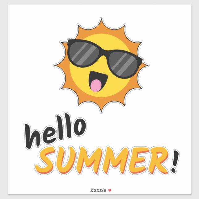 Hello Summer Sun with Sunglasses Sticker (Sheet)