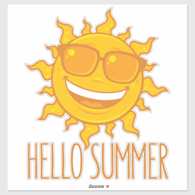 Hello Summer Sun With Sunglasses Sticker (Sheet)
