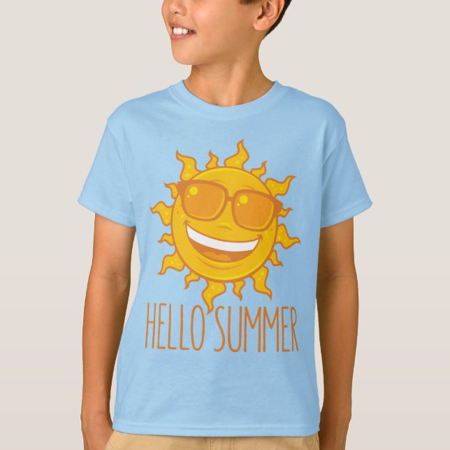 Hello Summer Sun With Sunglasses T-Shirt (Front)