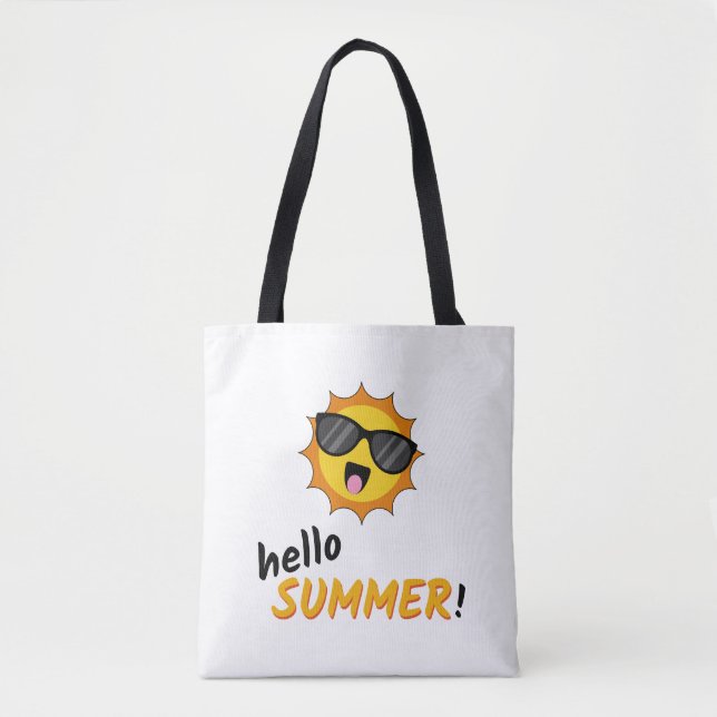 Hello Summer Sun with Sunglasses Tote Bag (Front)