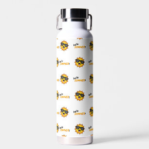 Hello Summer Sun with Sunglasses Water Bottle