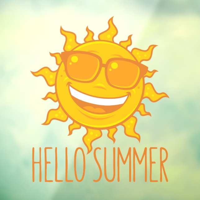Hello Summer Sun With Sunglasses Window Cling (Sheet 3)