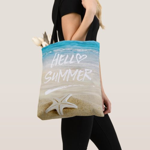 Hello Summer Sunshine Beach Starfish Tote Bag