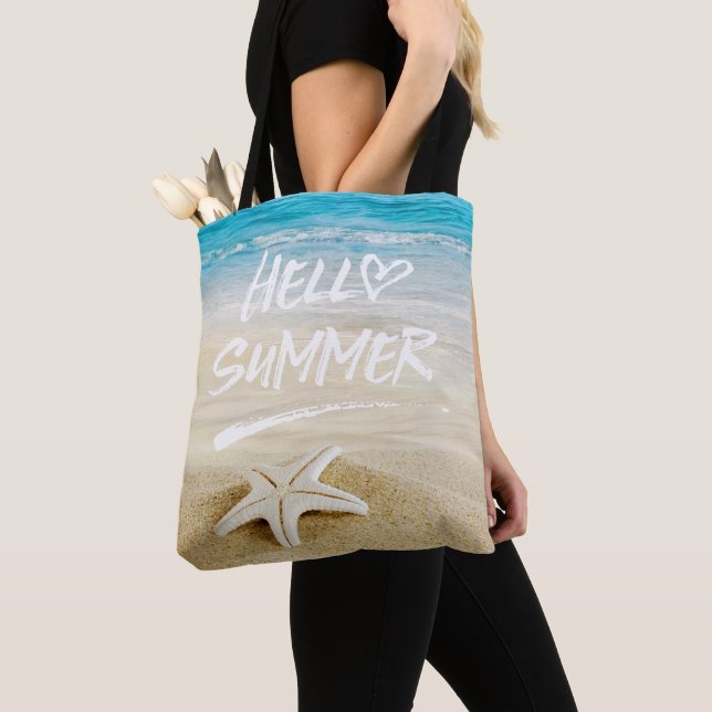 Hello Summer Sunshine Beach Starfish Tote Bag (Close Up)