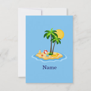 Hello Summer Sunshine Retro Circle Vintage Beach Thank You Card