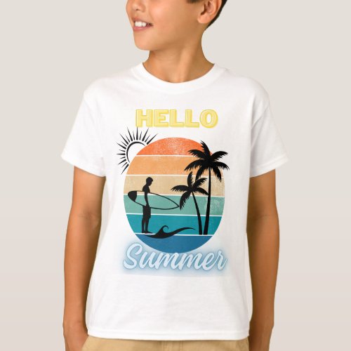 Hello Summer Surfer T_Shirt
