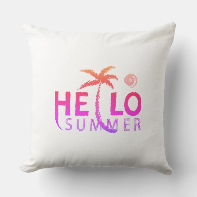 Hello Summer Throw Pillow (Front)