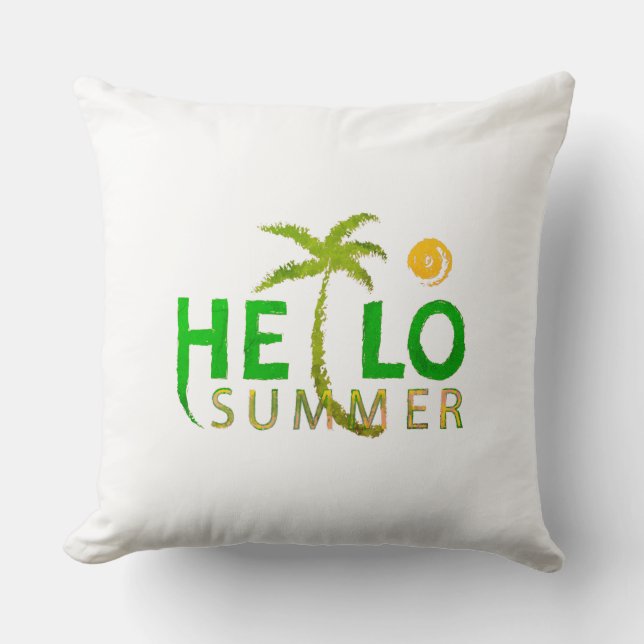 Hello Summer Throw Pillow (Front)
