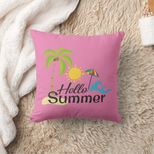 Hello Summer Throw Pillow
