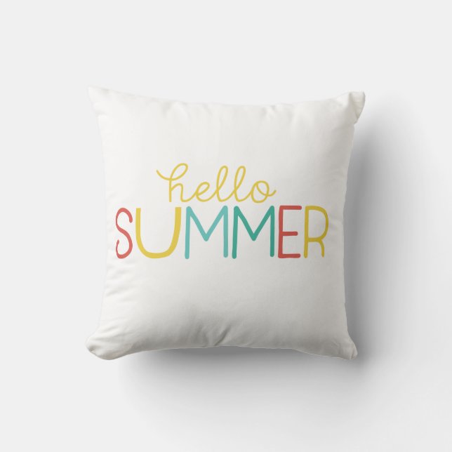 Hello Summer Throw Pillow (Front)