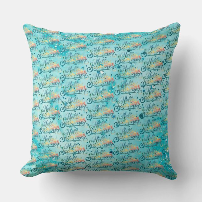 Hello Summer Throw Pillow (Front)