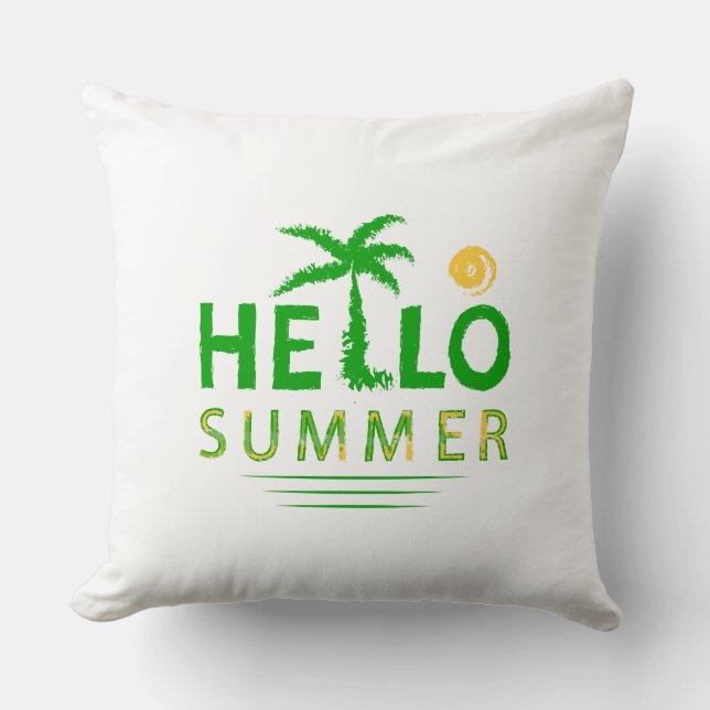 Hello Summer Throw Pillow (Front)
