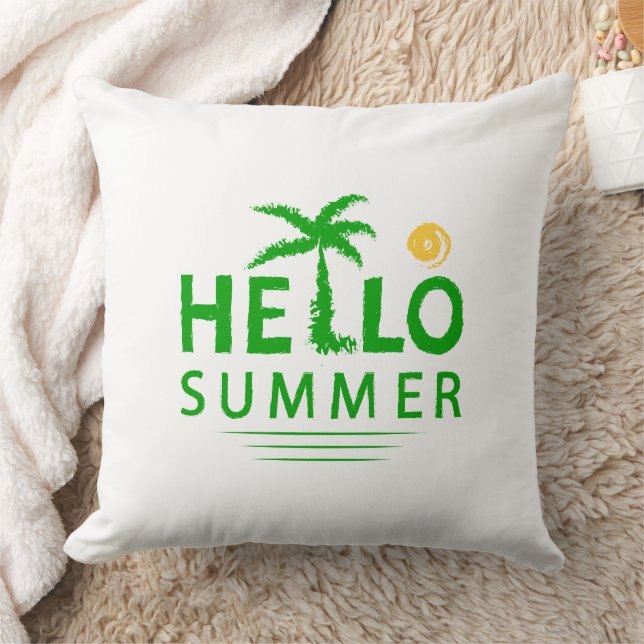 Hello Summer Throw Pillow (Blanket)
