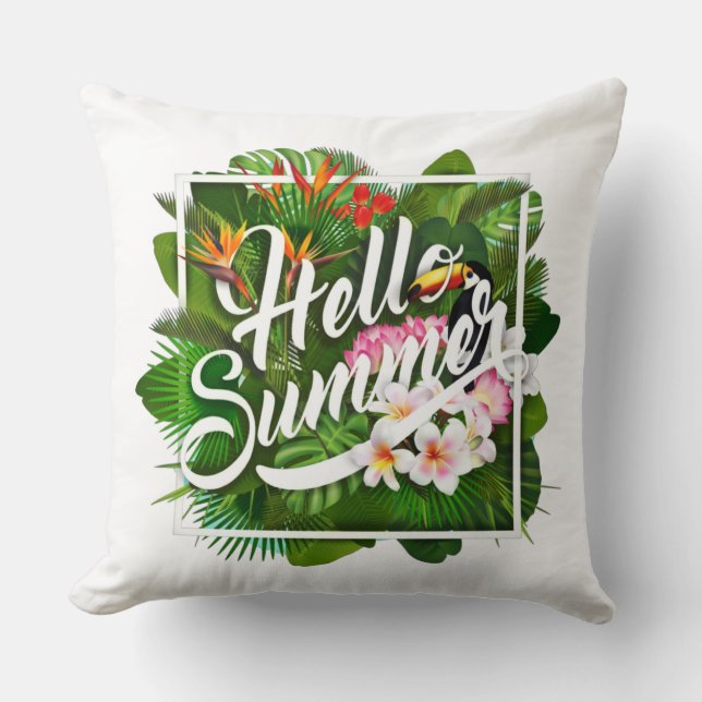 Hello Summer Throw Pillow (Front)