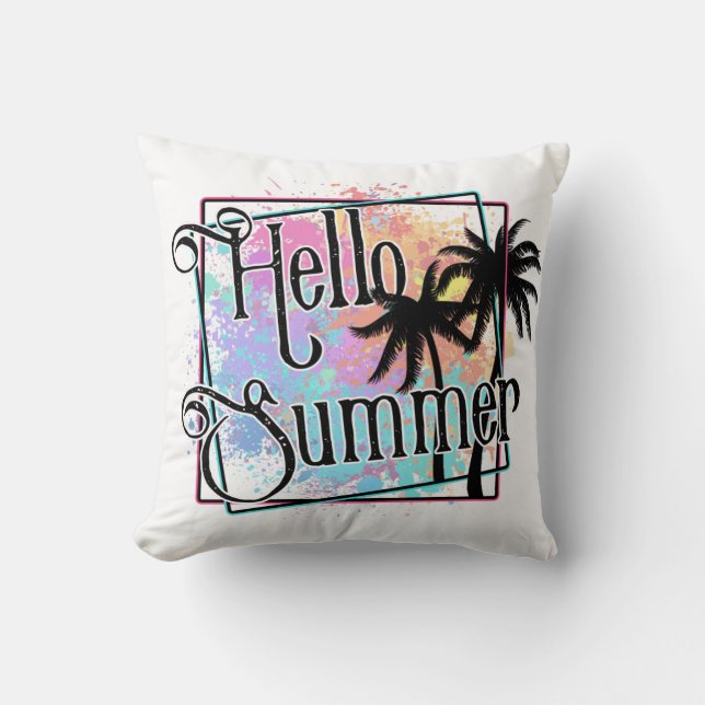 Hello summer throw pillow (Front)
