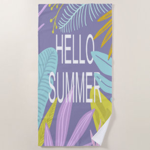 Hello Summer Tropical Beach Towel